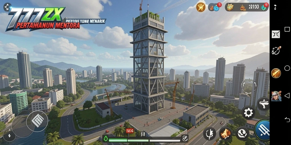 Screenshot gameplay 777ZX menampilkan aksi menara pertahanan yang epik.