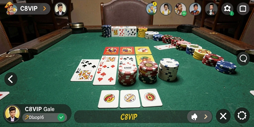 Tampilan gameplay C8VIP yang menarik dan seru dalam permainan Gaple.