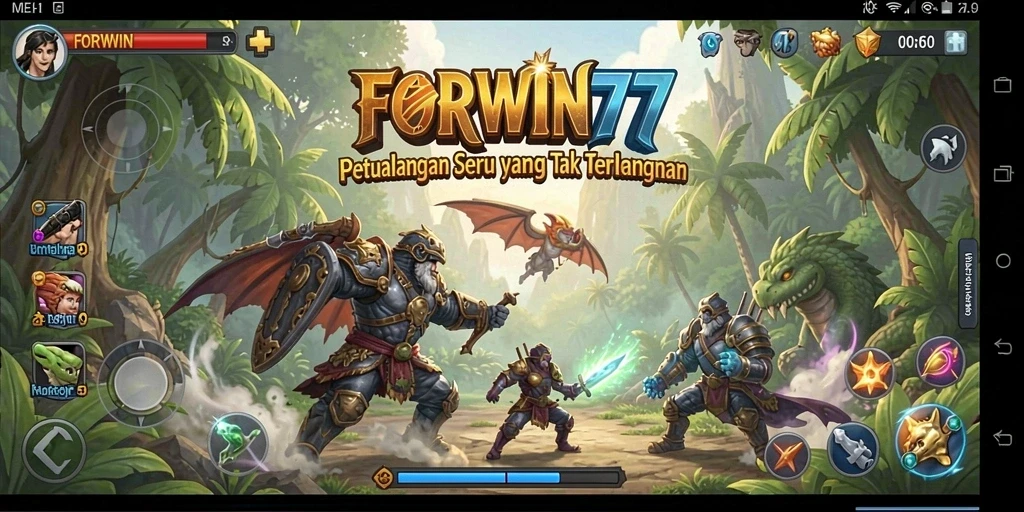 Tampilan gameplay FORWIN77 yang penuh aksi dan petualangan.