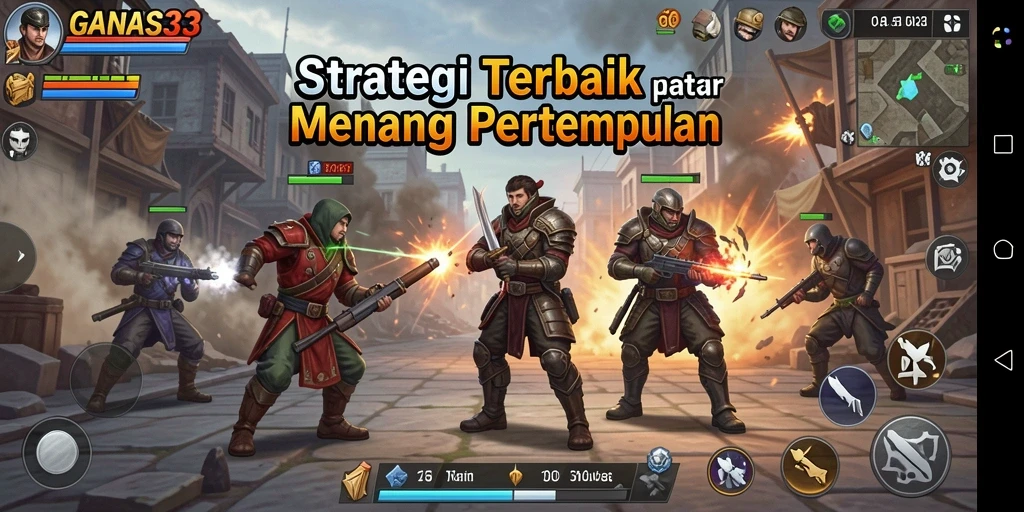 Screenshot GANAS33 menunjukkan taktik dan aksi pertempuran yang mendebarkan.