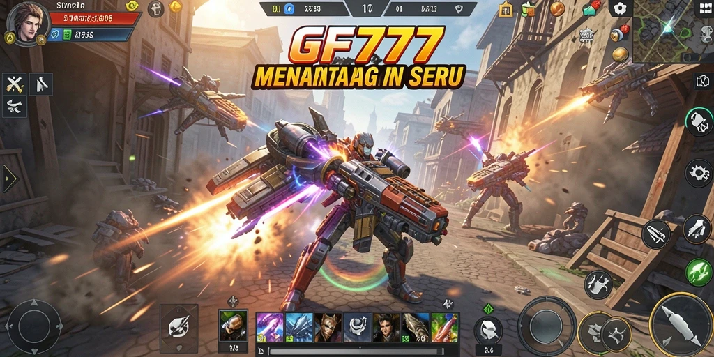 Screenshot gameplay GF777 menampilkan pertempuran strategi yang intens.