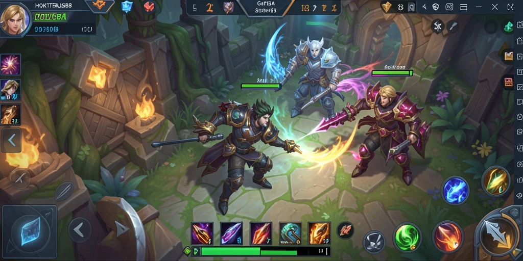 Gameplay HOKITERUS88 menampilkan pertarungan seru antar tim.