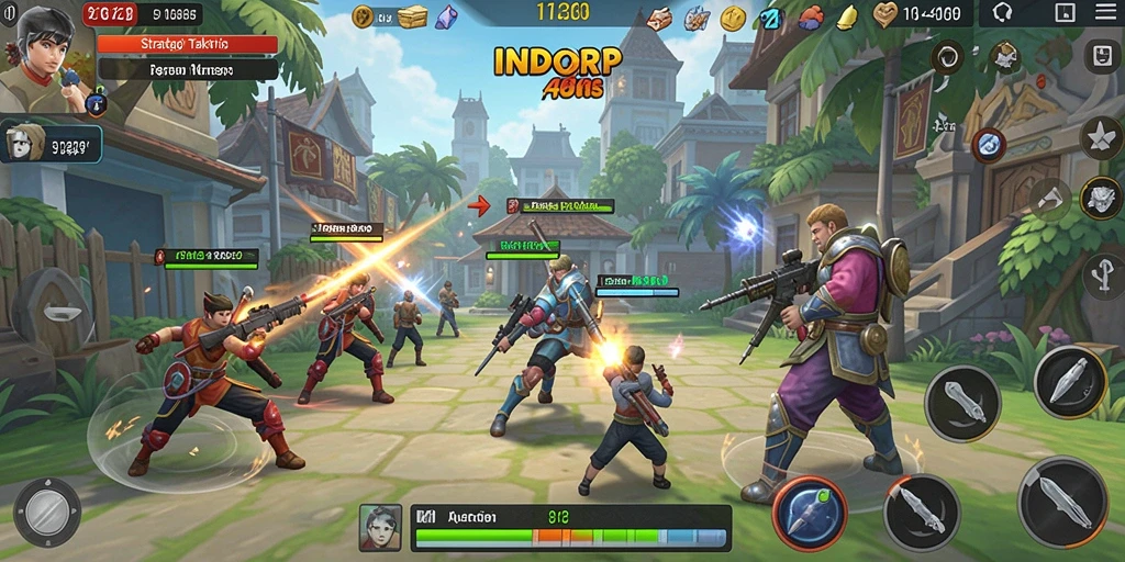 Tampilan menarik dari gameplay <strong>INDORP</strong> yang menunjukkan pertempuran strategi.