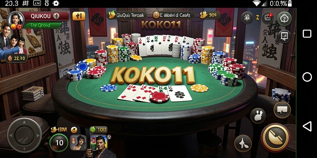 Screenshot gameplay KOKO11 menampilkan aksi seru permainan QiuQiu.