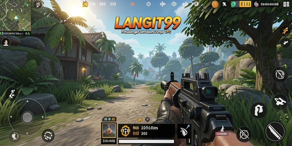Screenshot game LANGIT99 menampilkan aksi seru dalam pertempuran TPS.