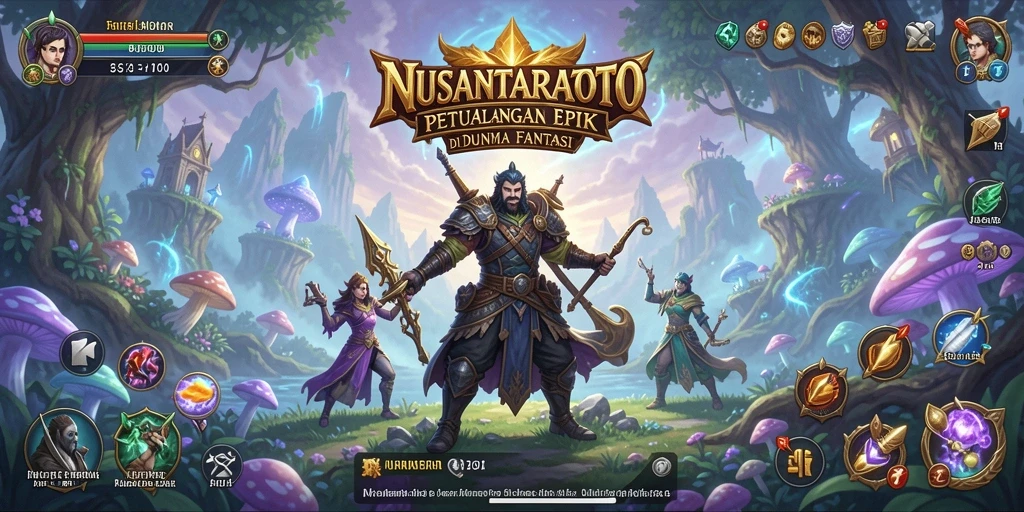 Tangkapan layar gameplay NUSANTARATOTO yang menampilkan pertempuran seru di dunia fantasi.
