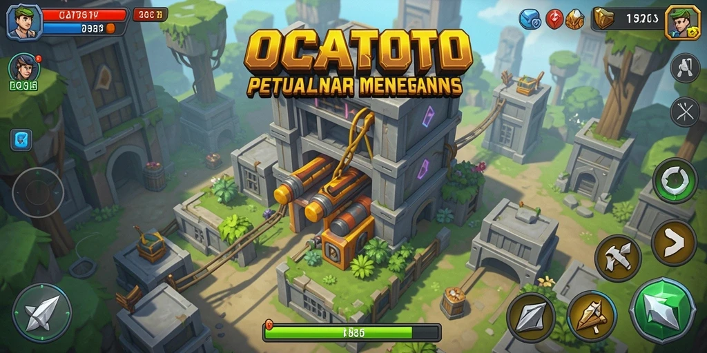 Screenshot gameplay OCATOTO menampilkan aksi seru Tower Defense.