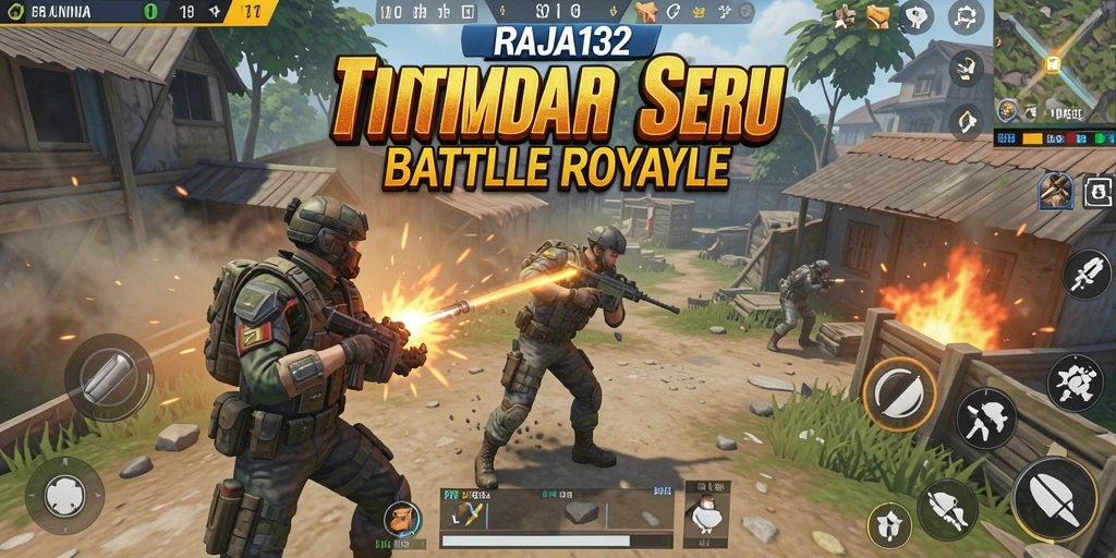 Tampilan gameplay intens di RAJA132 dengan aksi Battle Royale.