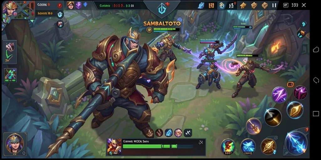 Gameplay seru SAMBALTOTO yang penuh aksi di arena pertarungan.