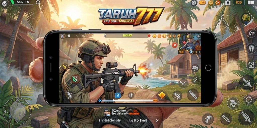 Tangkapan layar utama TARUH777 menampilkan aksi gameplay TPS yang seru.