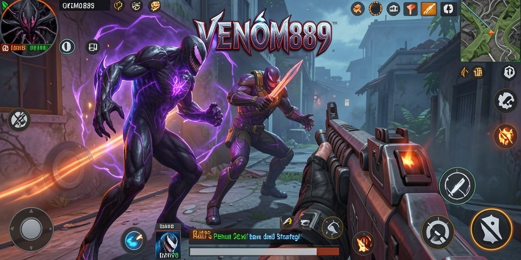 Tampilan gameplay VENOM889 yang mendebarkan dalam pertempuran TPS.